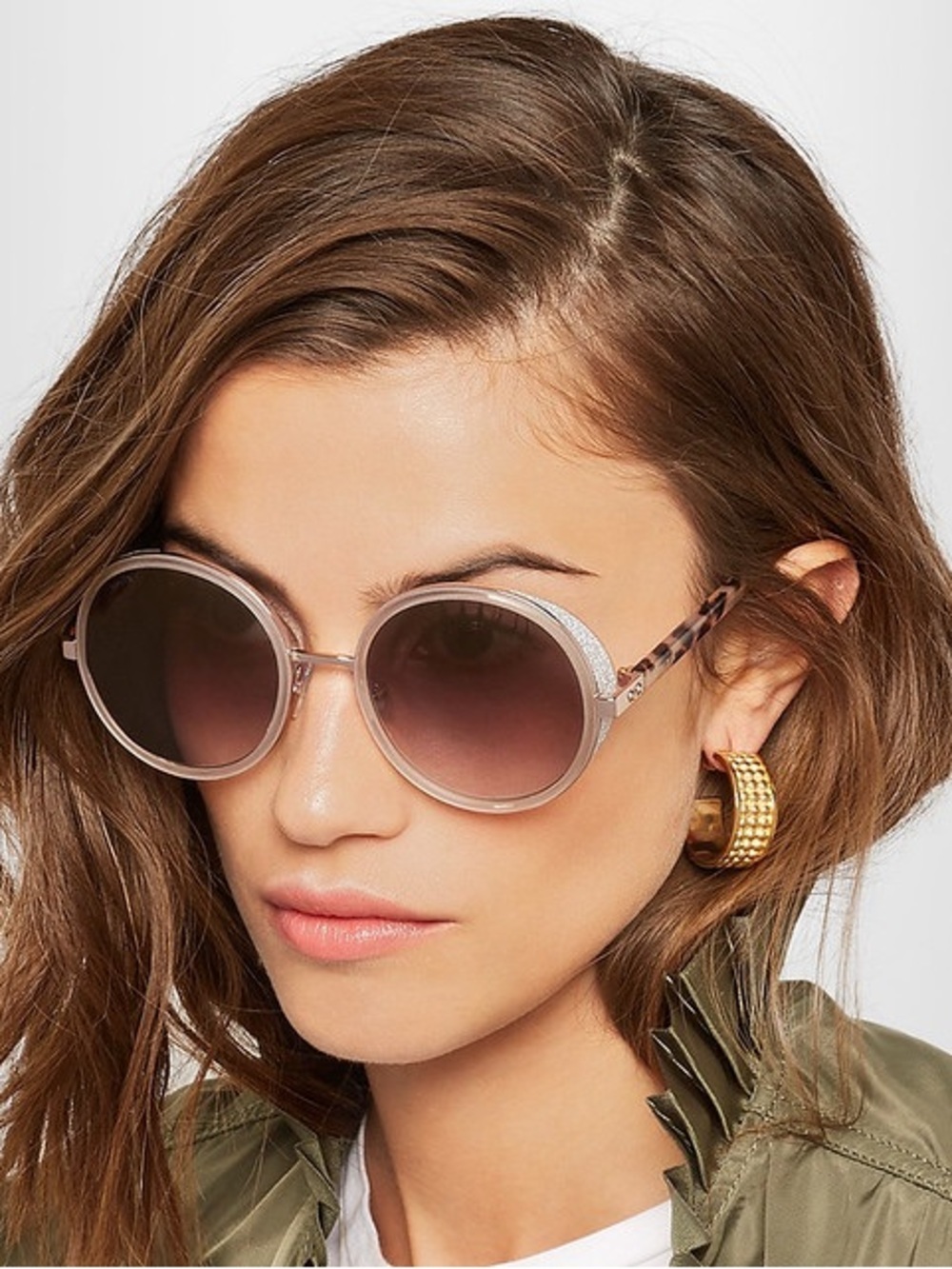 Jimmy Choo Round Andie Sunglasses in Beige and Tortoiseshell